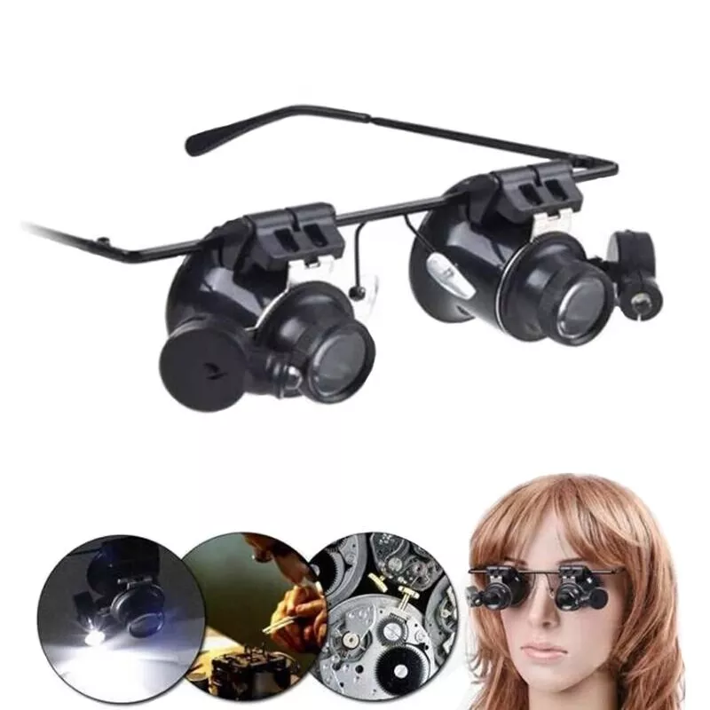 20X LED Lighted Eyeglass Loupe – Dual Magnifying Glasses