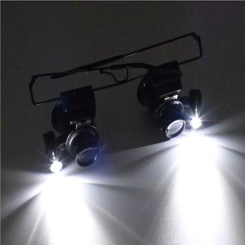 20X LED Lighted Eyeglass Loupe – Dual Magnifying Glasses