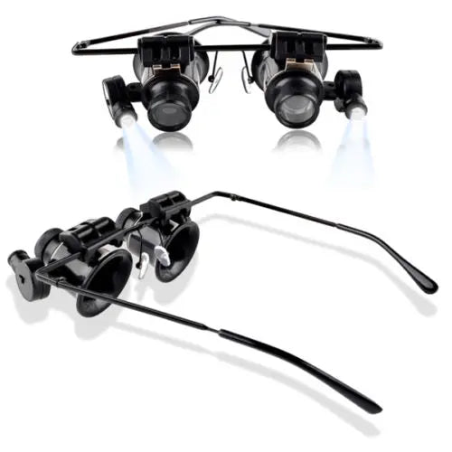 20X LED Lighted Eyeglass Loupe – Dual Magnifying Glasses