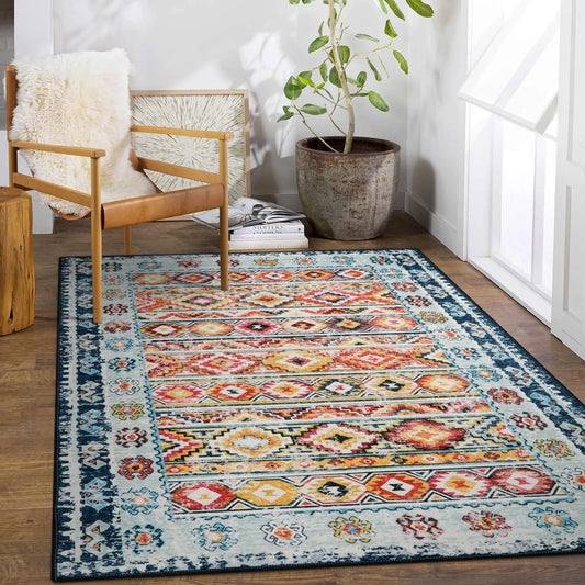 Washable Moroccan Style Vintage Area Rug – 5×7