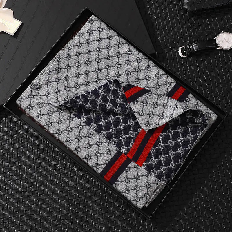 Men's Cashmere Scarf - Thick & Stylish Checkered Design