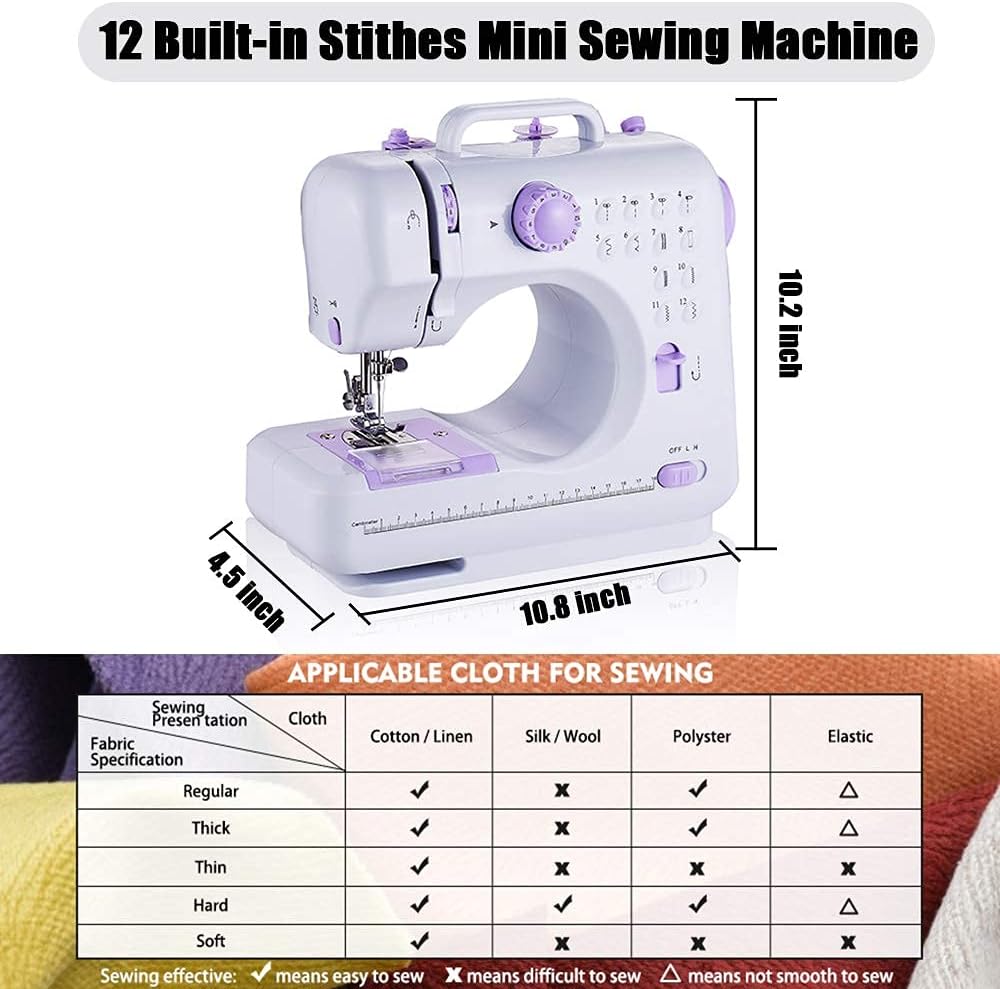 Mini Multifunctional Electric Sewing Machine for Beginners - Adjustable Speed