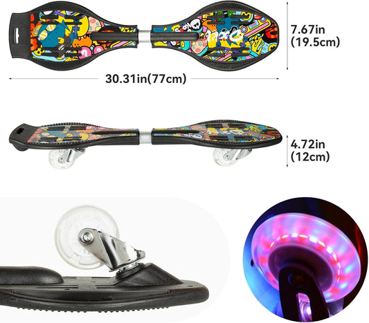 Caster Board 2 Wheel Pivoting Skateboard with 360-degree Casters