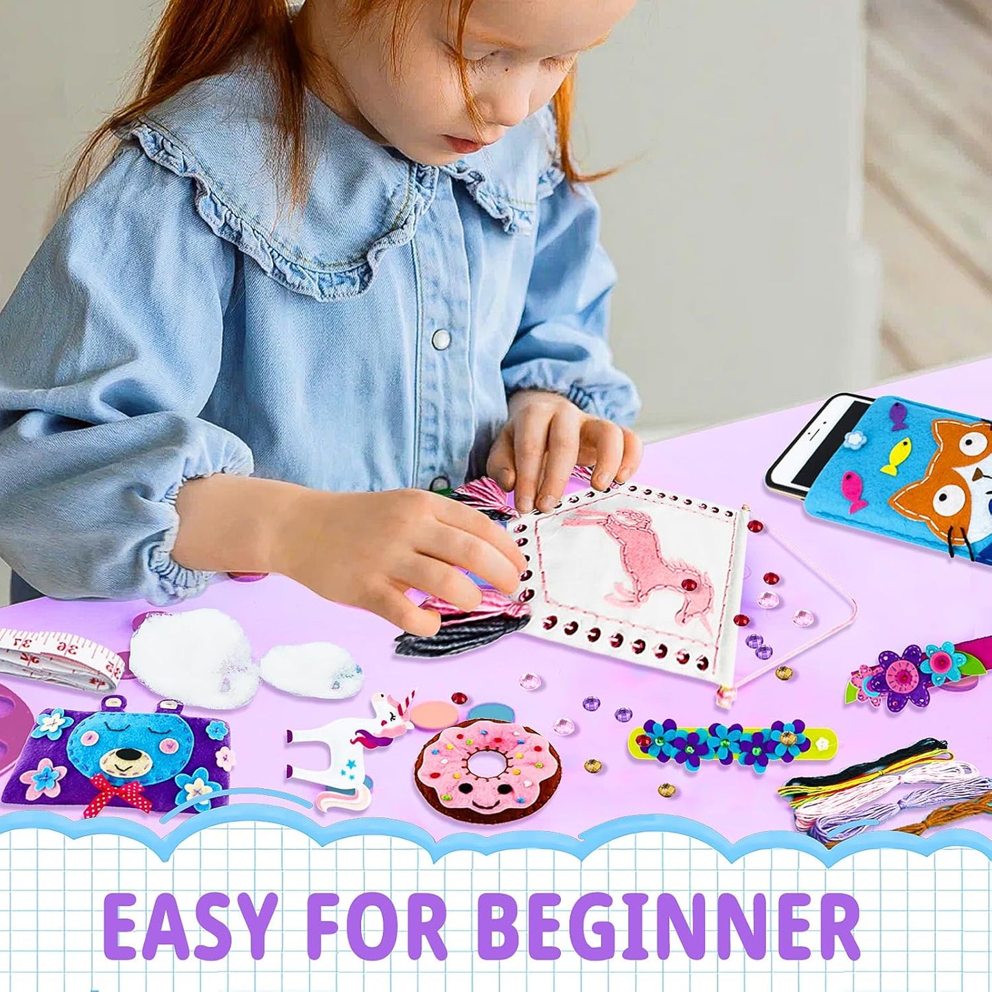 Beginner Sewing Kit for Kids (7 Craft Projects)