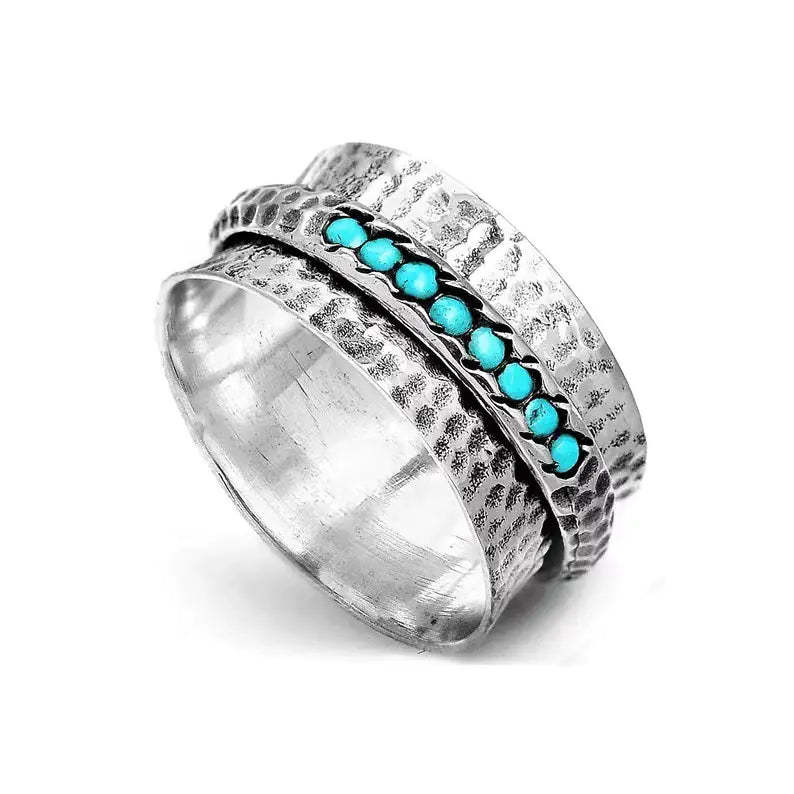 Retro Turquoise Rotatable Decompression Ring