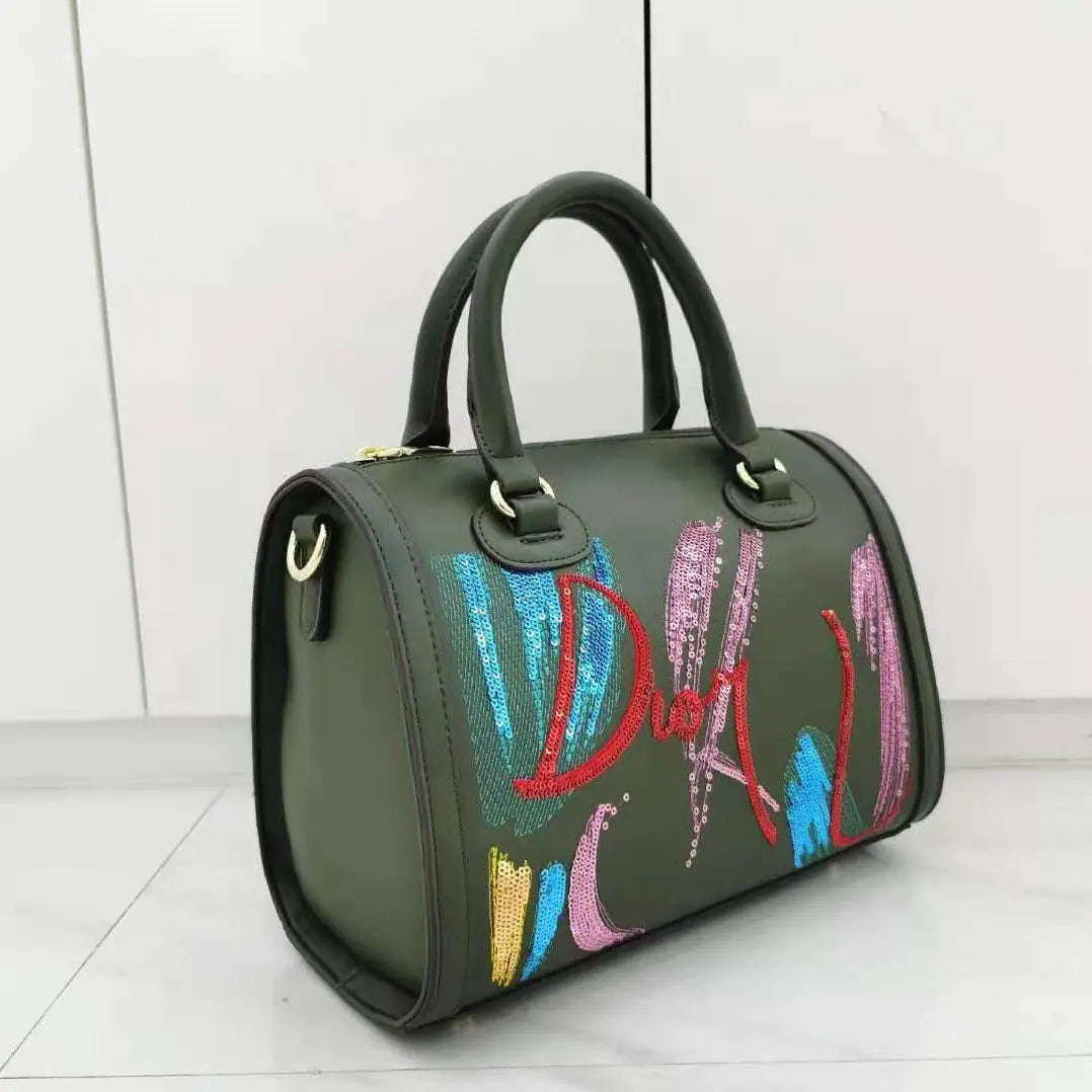 Sequin Embroidered Messenger Bag