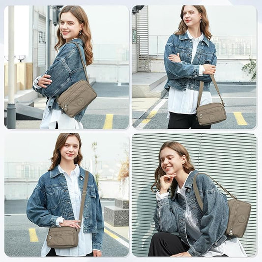 TEUEN Nylon Large Multi-Pocket Shoulder Bag