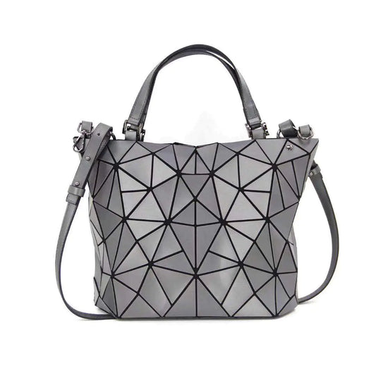 Kbinter Geometric Luminous Purses and Handbags Shard Lattice Eco-Friendly Artificial Leather Rainbow Holographic Purse Silver Large