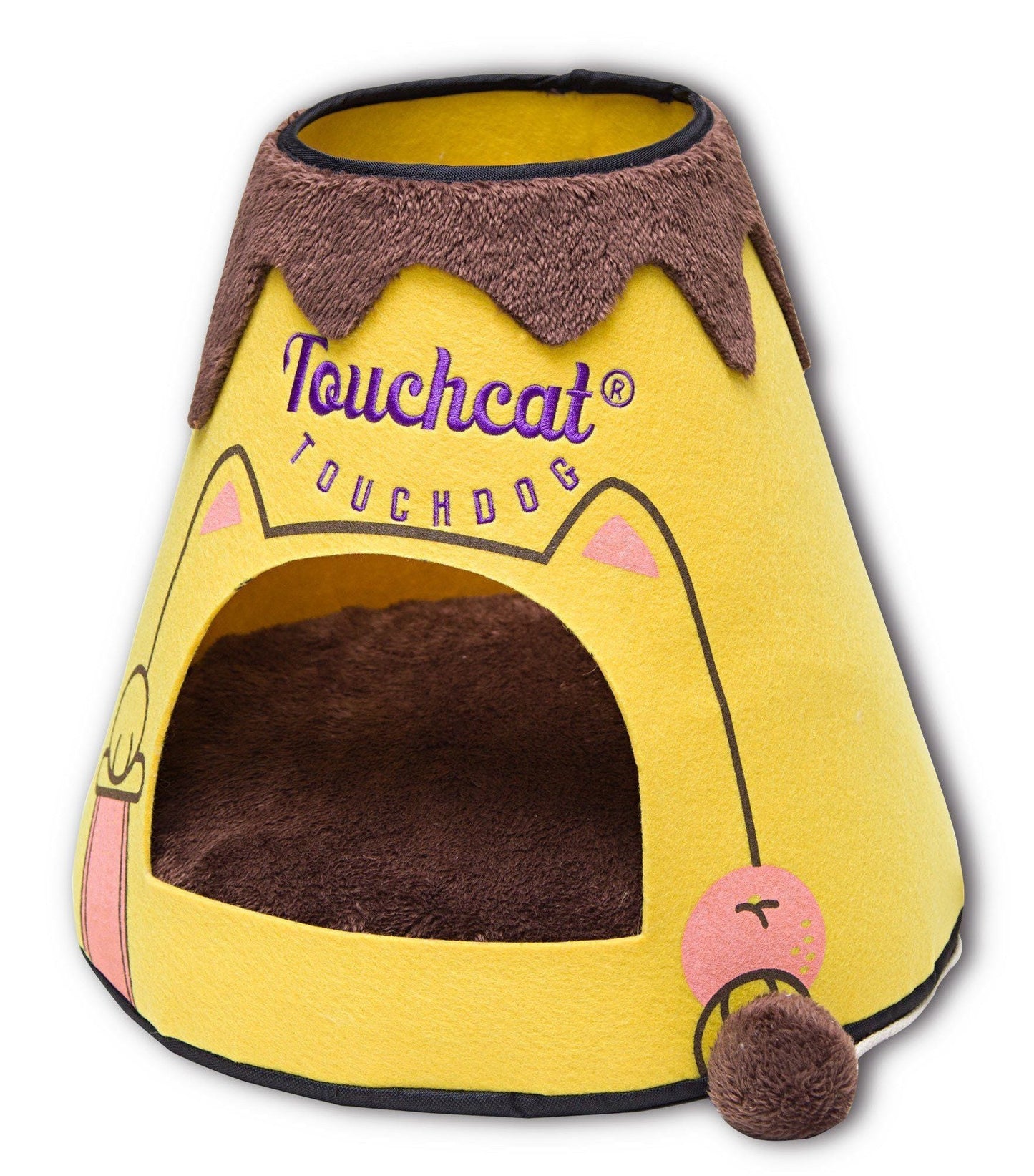 Touchcat ® 'Molten Lava' Triangular Frashion Designer Pet Kitty Cat Bed House Lounge Lounger w/ Hanging Teaser Toy