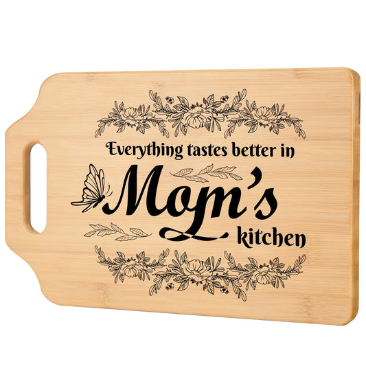 "Mom's Kitchen" Engraved Bamboo Cutting Board