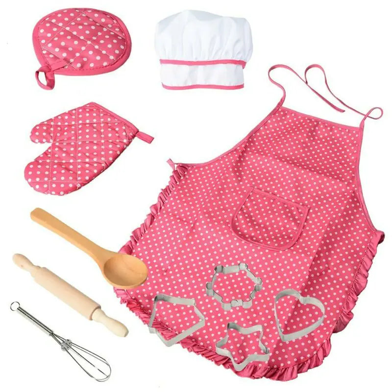 11-Piece Kids Cooking Playset with Apron and Tools