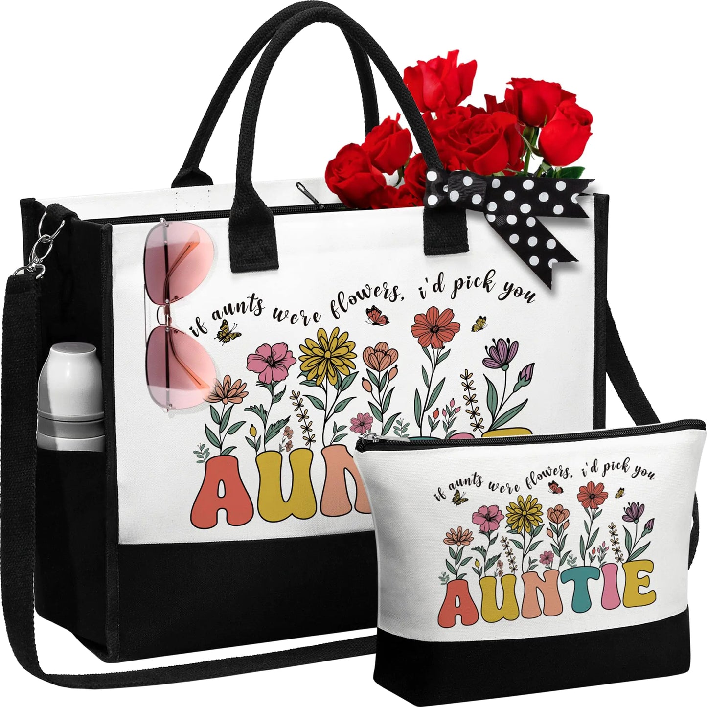 Auntie Canvas Tote Bag & Makeup Bag