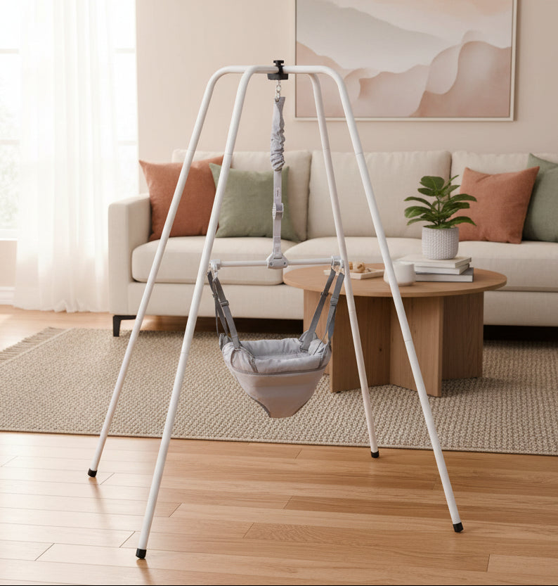 VEVOR Baby Jumper with Stand, Height-Adjustable Baby Jumpers and Bouncers, 35LBS Loading Toddler Infant Jumper for 3+ Months, Quick-Folding Indoor/Outdoor Jumper Exerciser Gift for Babies