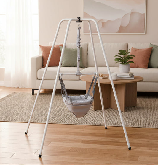 VEVOR Baby Jumper with Stand, Height-Adjustable Baby Jumpers and Bouncers, 35LBS Loading Toddler Infant Jumper for 3+ Months, Quick-Folding Indoor/Outdoor Jumper Exerciser Gift for Babies