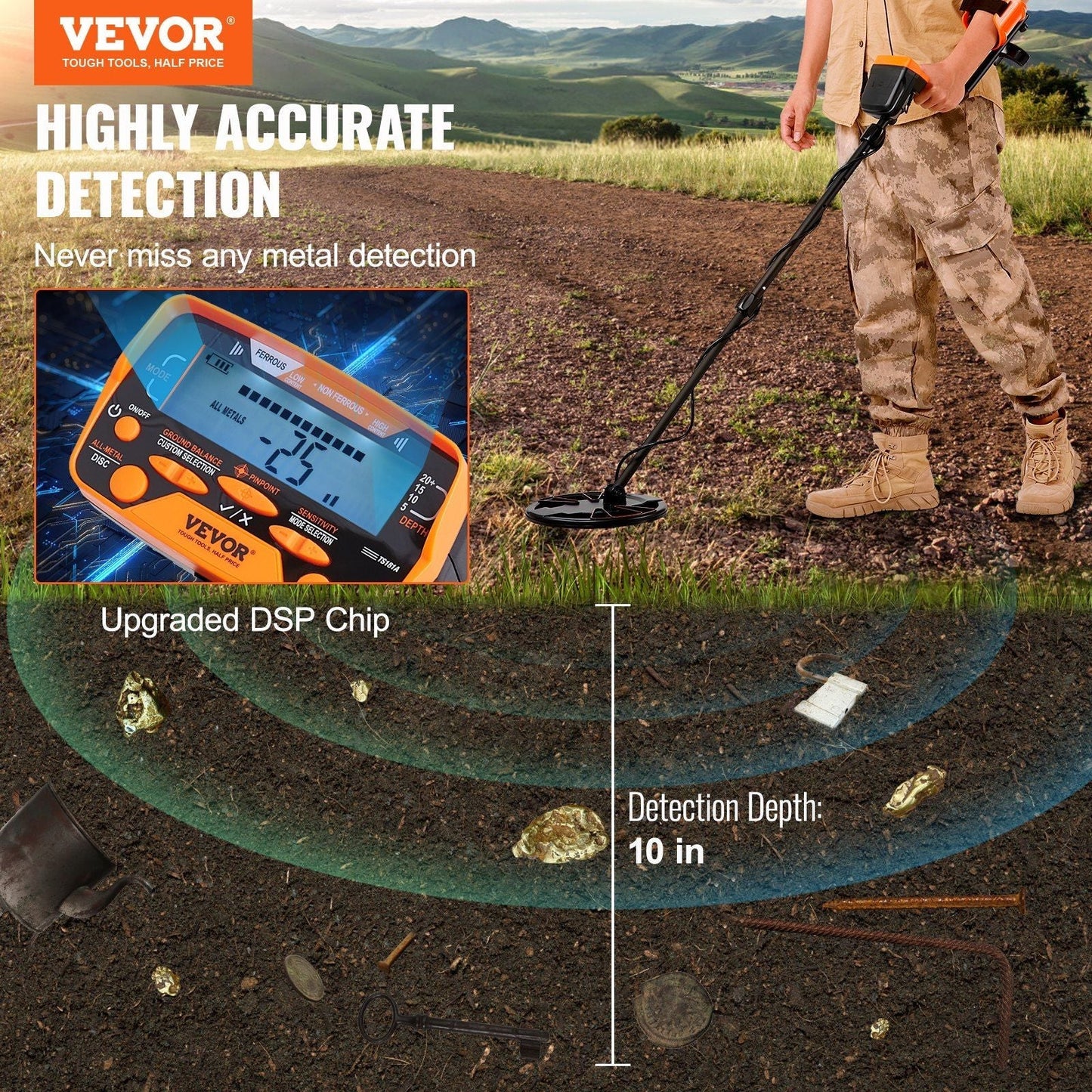 VEVOR Metal Detector - 10 Inch
