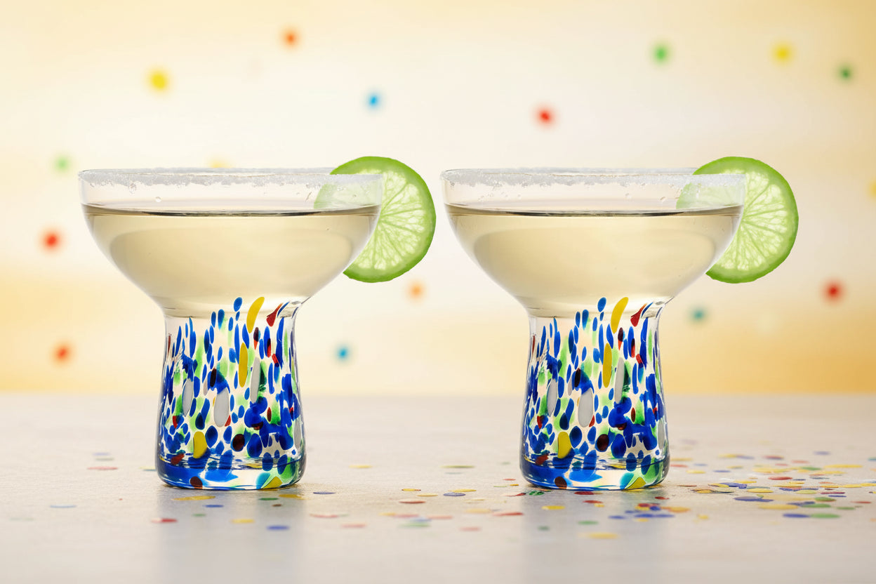 Set of 2-14oz Luxury Hand Blown Large Stemless Margarita Glasses