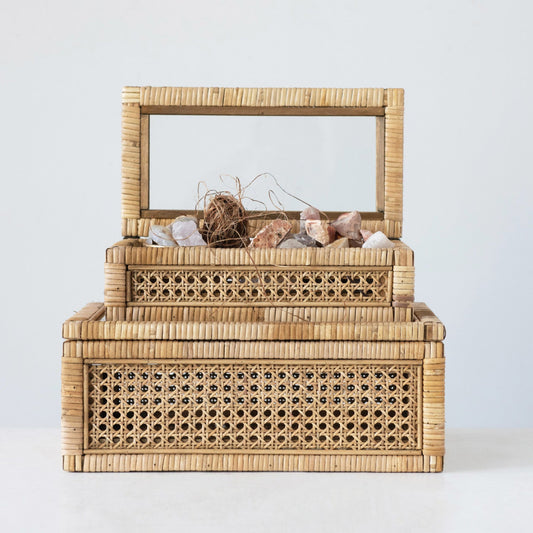 Woven Rattan Wood Display Boxes