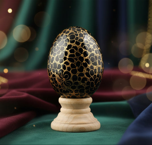 Golden Circles Hand Painted Wooden Easter Egg