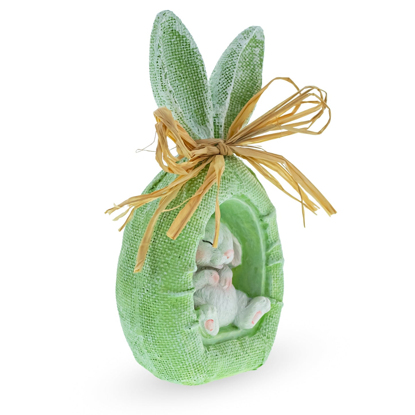 Green Burlap Bunny Nest Egg - 6.2"