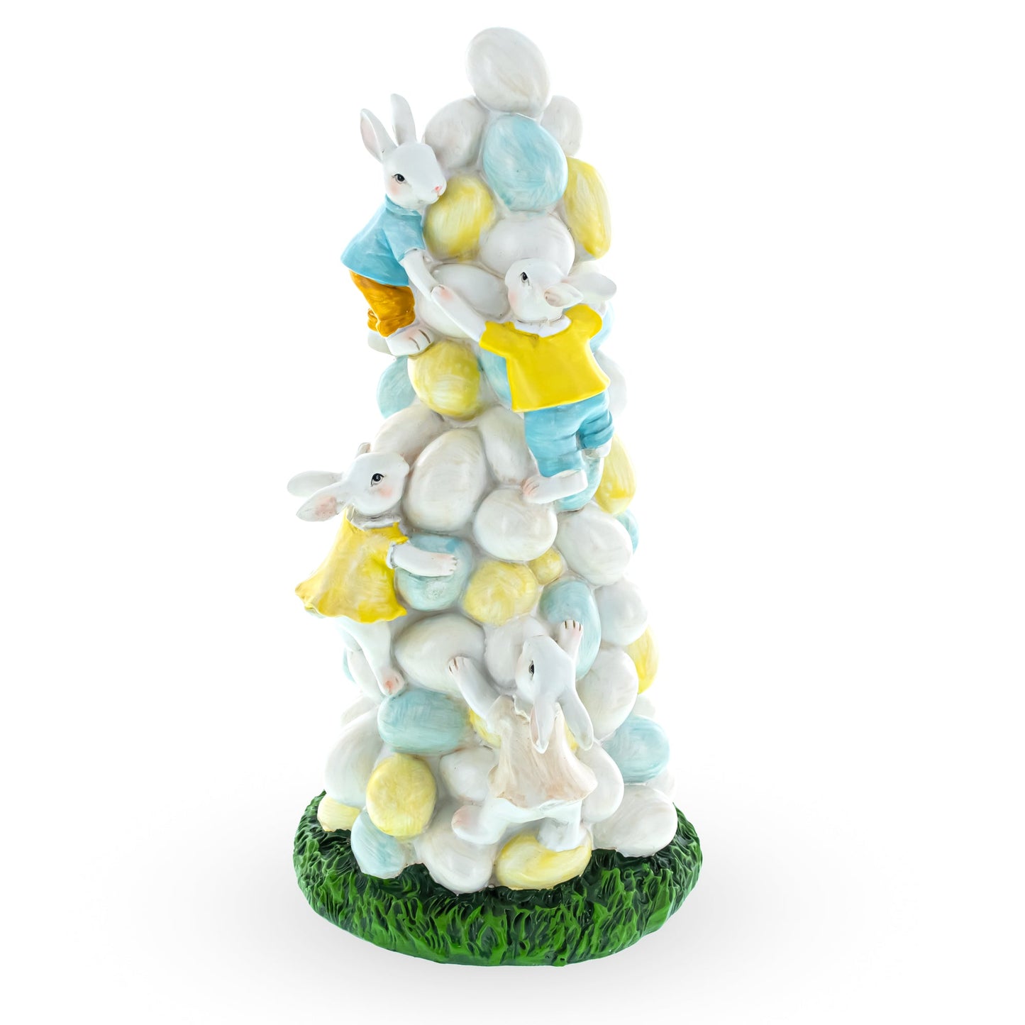 Easter Bunny Climbing Egg Tower Decor 10.6 Inches