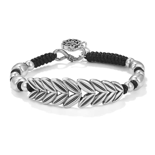 S999 Sterling Silver Handwoven Barley Bracelet