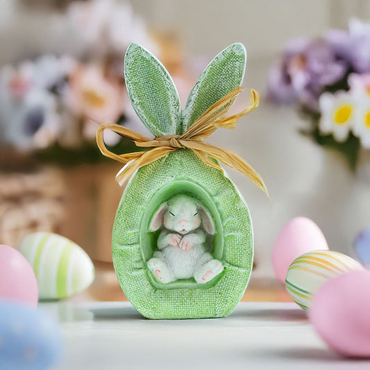 Green Burlap Bunny Nest Egg - 6.2"