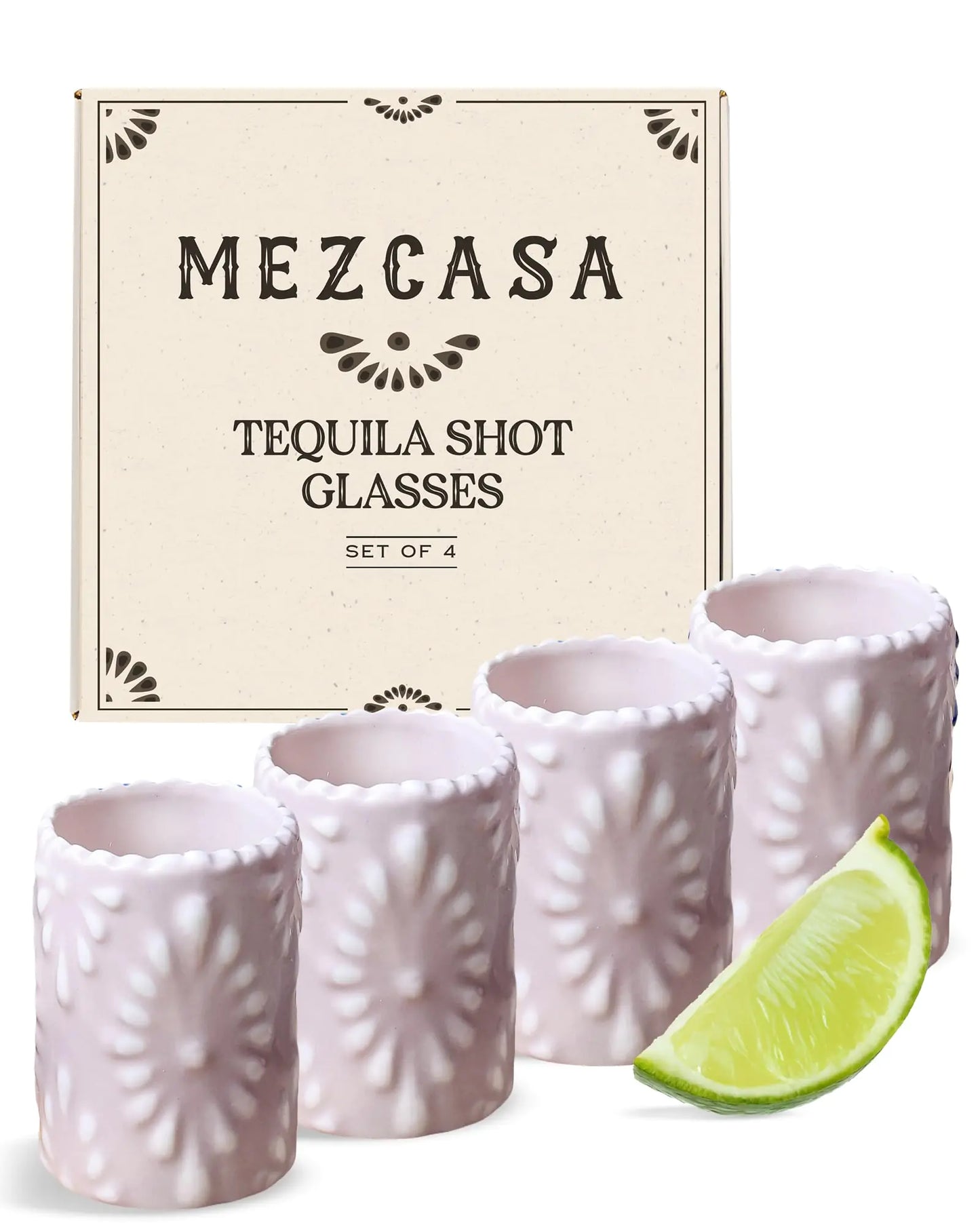 Set of 4 Talavera Shot Glasses — 100% Handmade Ceramic Tequila Shot Glasses