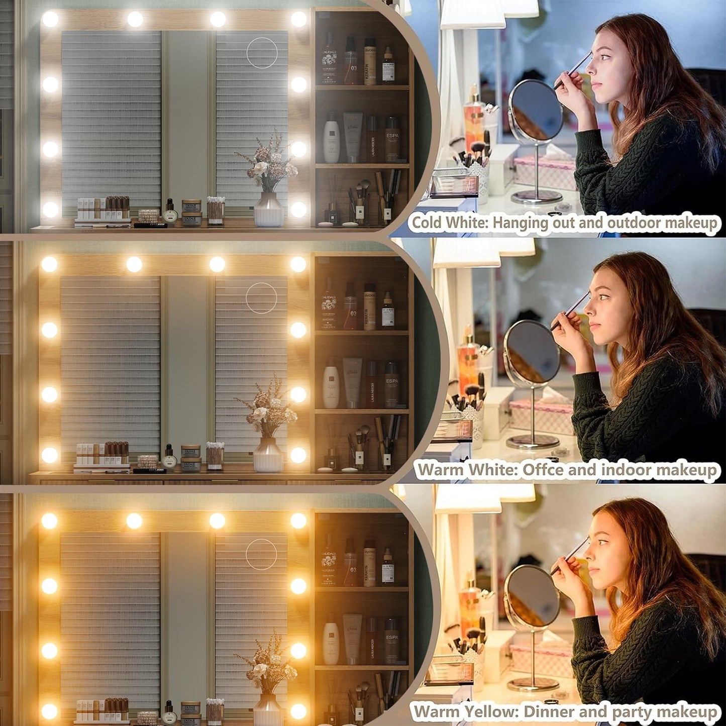 Vektaya US-VD013 Bedroom Makeup Vanity desk with LED Mirror, 7 Drawers