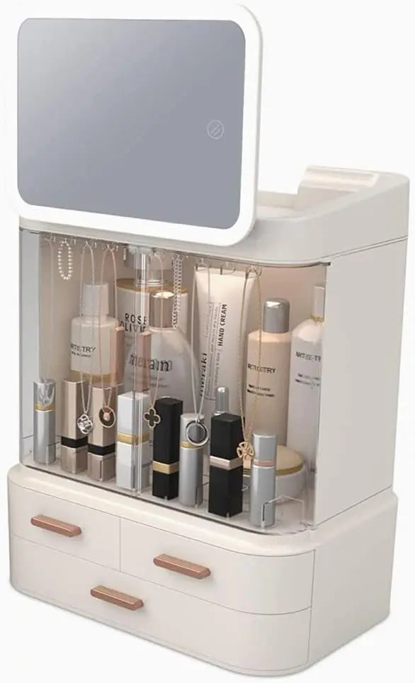 Lighted Mirror Makeup Storage Box