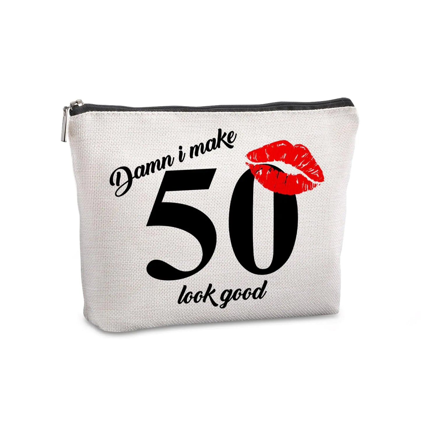 Pwrlveiut 50th Gifts Idea 50th Birthday Gift for Women Travel Makeup Bag Birthday Gifts for 50 Year Old Woman Turning 50 Gifts Woman 50th Birthday Gifts Ideas Cosmetic Bag