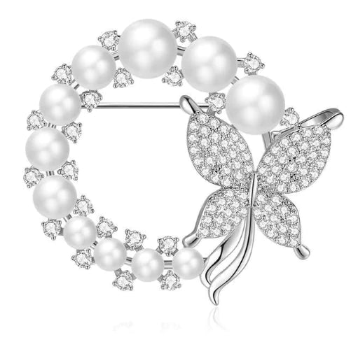 Pearl Butterfly Brooch
